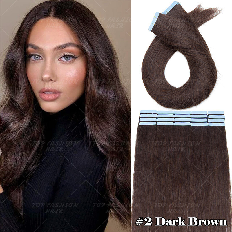 Tape In Extensions 100% Thick Human Hair Russian Remy Skin Weft Full Head Wavy