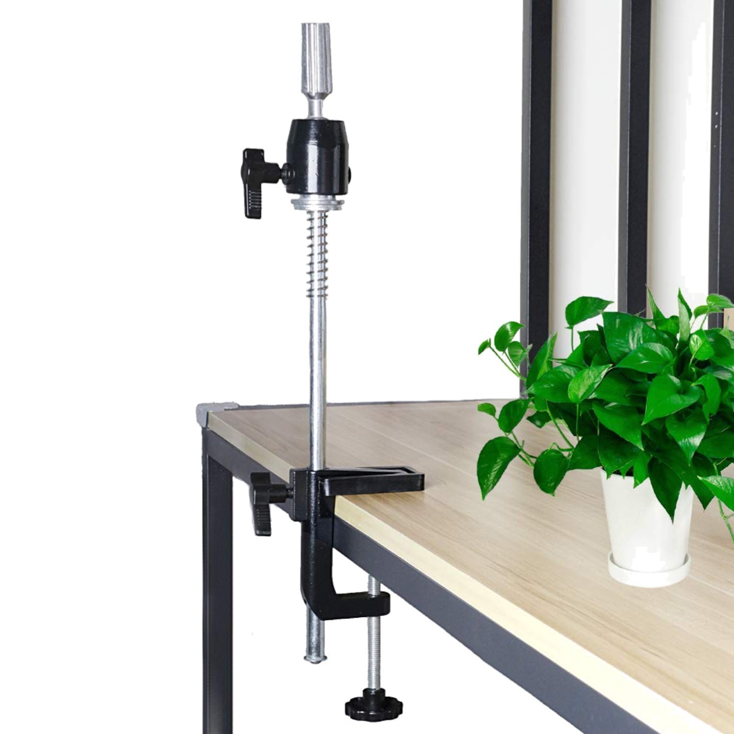 Versatile Wig Stand Holder with Adjustable Height and Metal C-Clamp Design