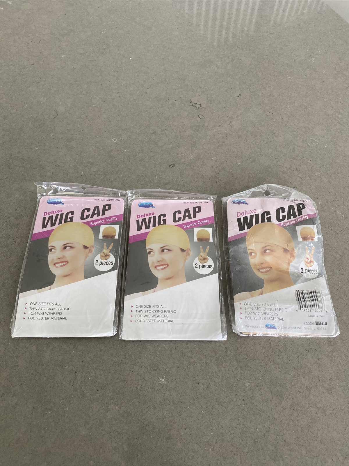 3 Pk DELUXE Wig Cap Wig Liner Weaving Cap Beige 2/Pck (6 Total) | READ DESC
