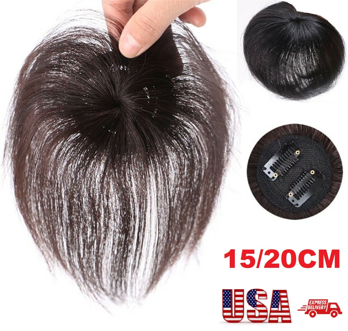 100% Human Hair Topper Clip in Hairpiece Wig Toupee Top Pieces Wigs for Women