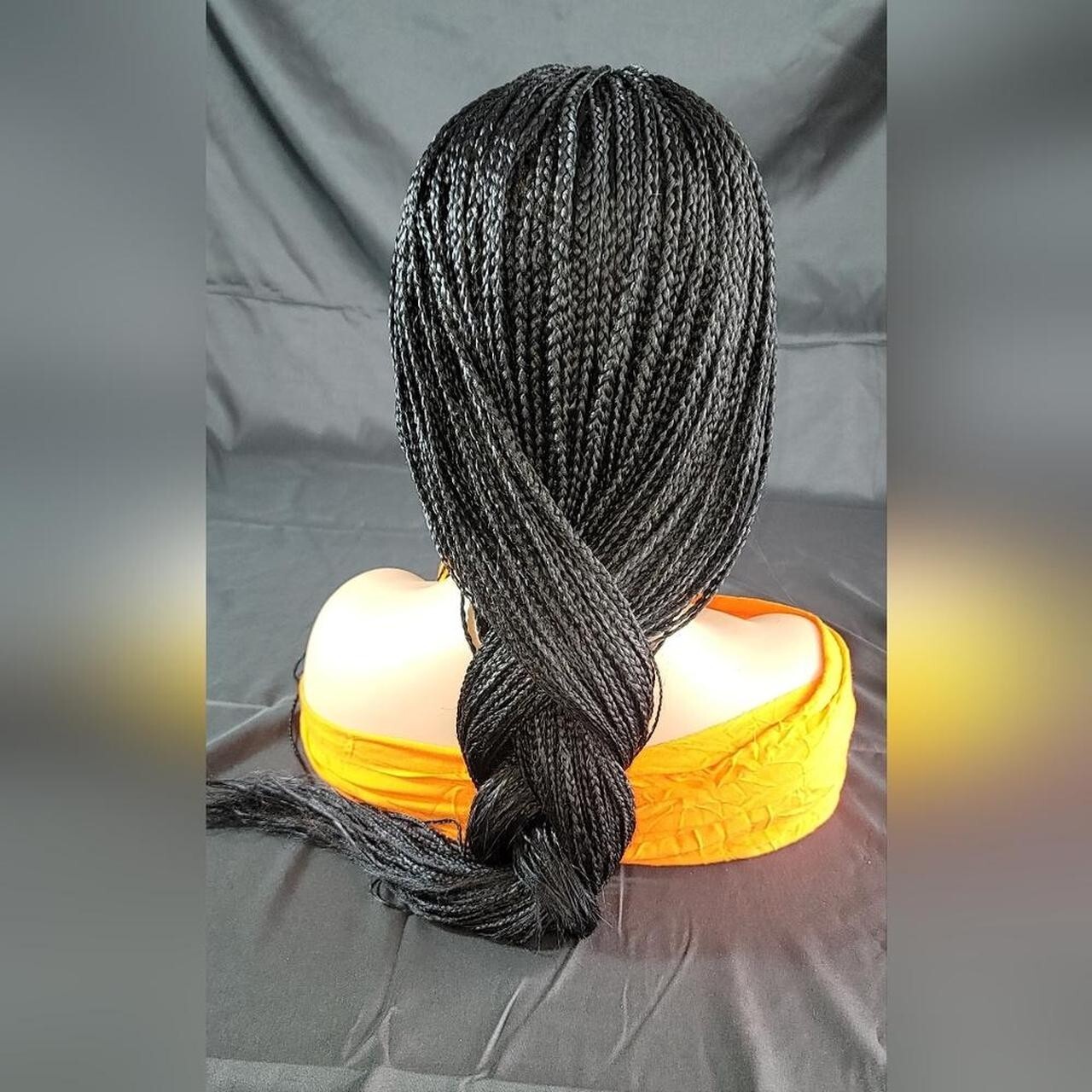 Braided Wig Full Lace Glueless Micro Braids Cornrows Jet Black #1 Handmade 24 in