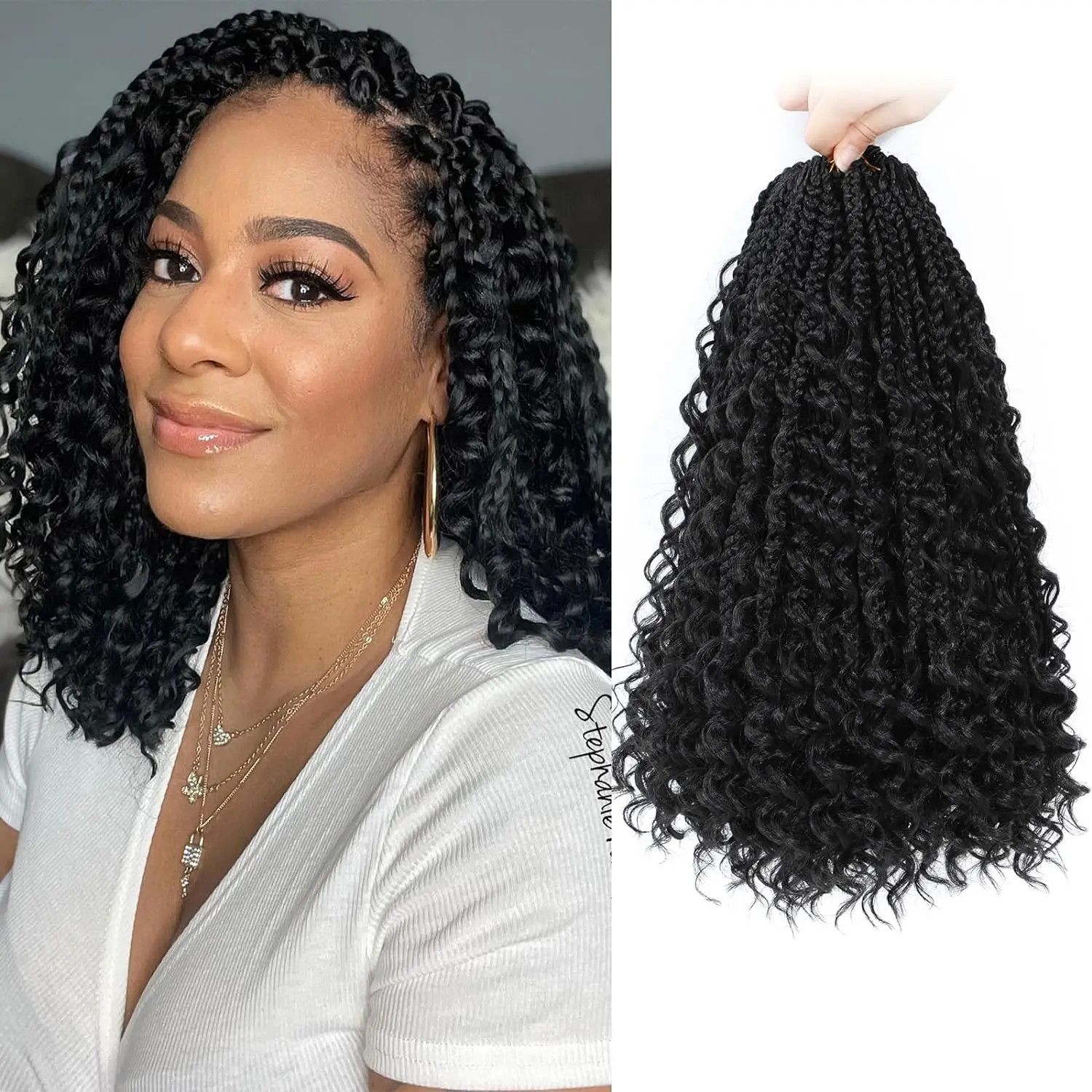 Goddess Box Braids Crochet Hair 12 Inch Curl Ends Hair Extensions For Women