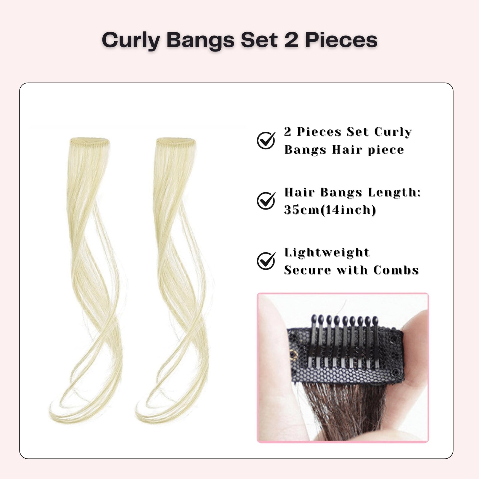 Messy Claw Chignon Bun with Bangs Set 2 Pieces, Blonde Color Curly Bun with L…