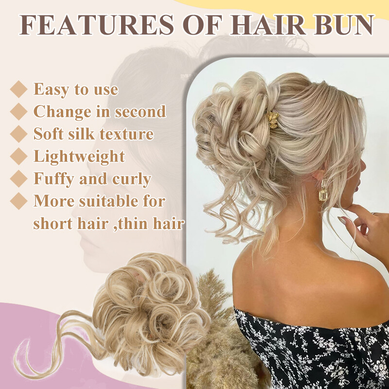 Natural Wrap on Messy Bun Hair Piece Ponytail Hair Extension Wedding Long Updo