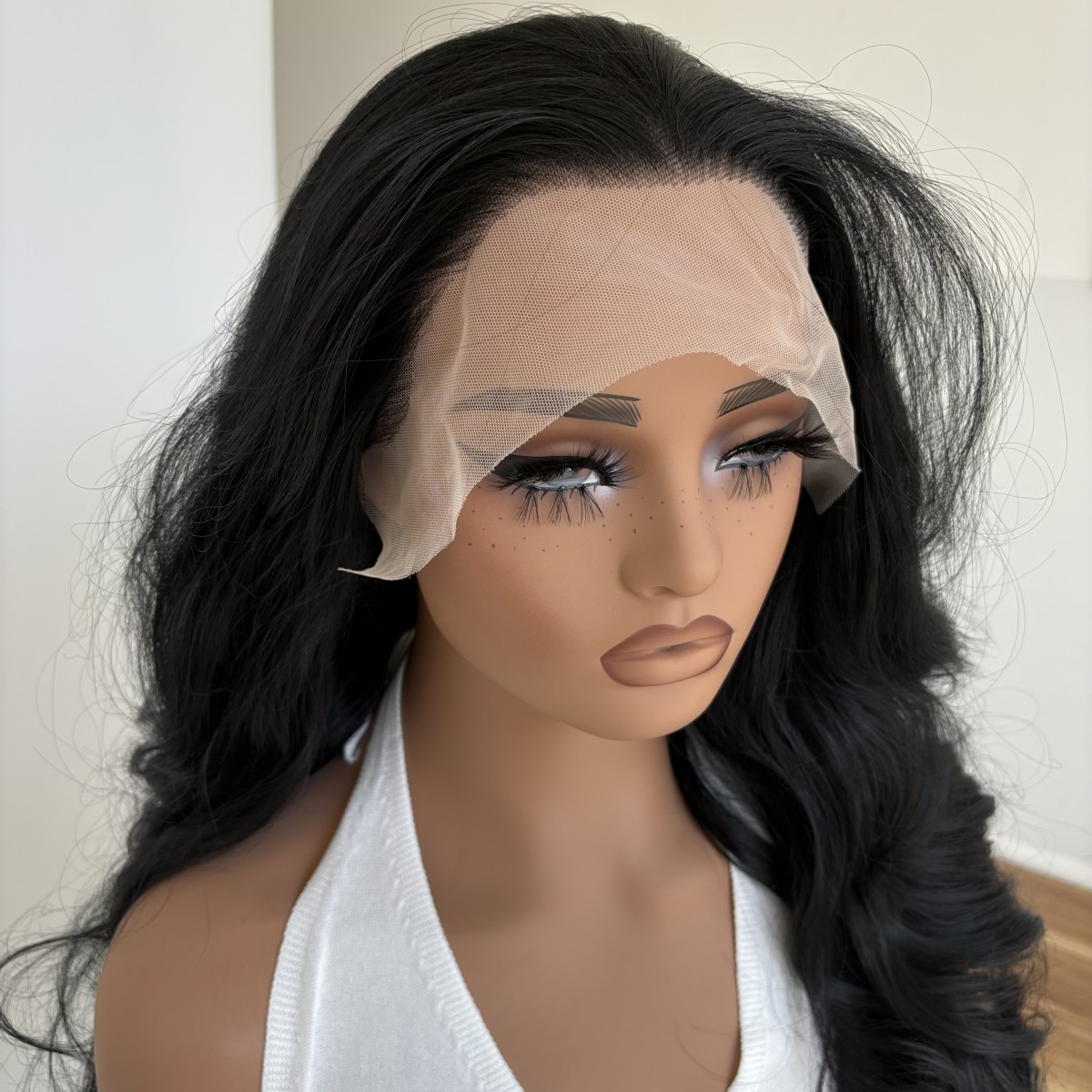Natural Black Women HD Lace Front Wig Long Wavy Heat Resistant Hair