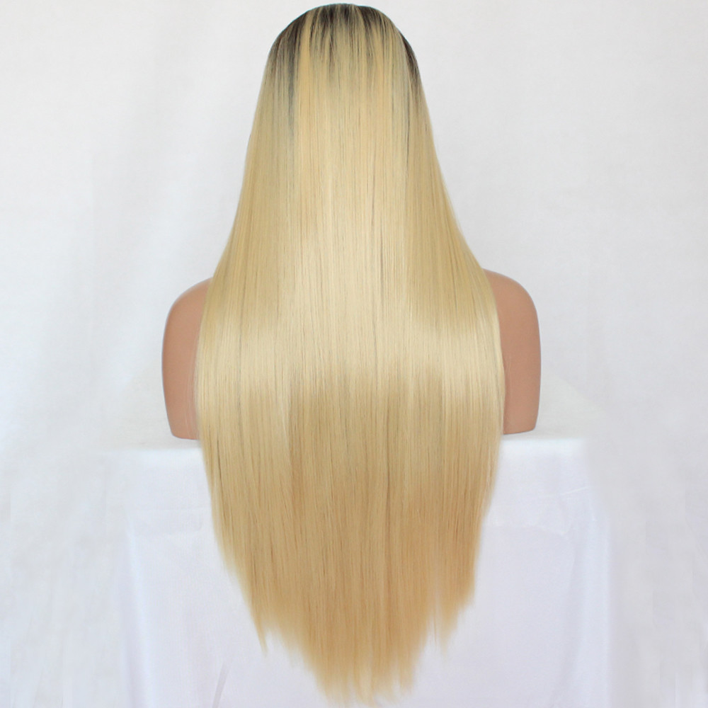 #1b/#613 Lace Front Wigs Fiber Ombre Color Synthetic Lace Hair Silky Straight