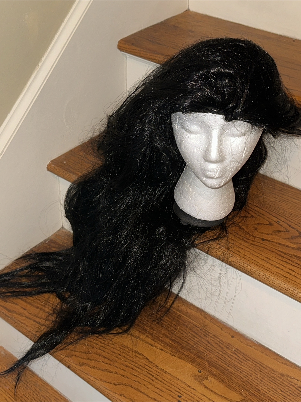 El Vira Gothic Witch Long Black Wig Hair with Net One Size Fits Most 💗234