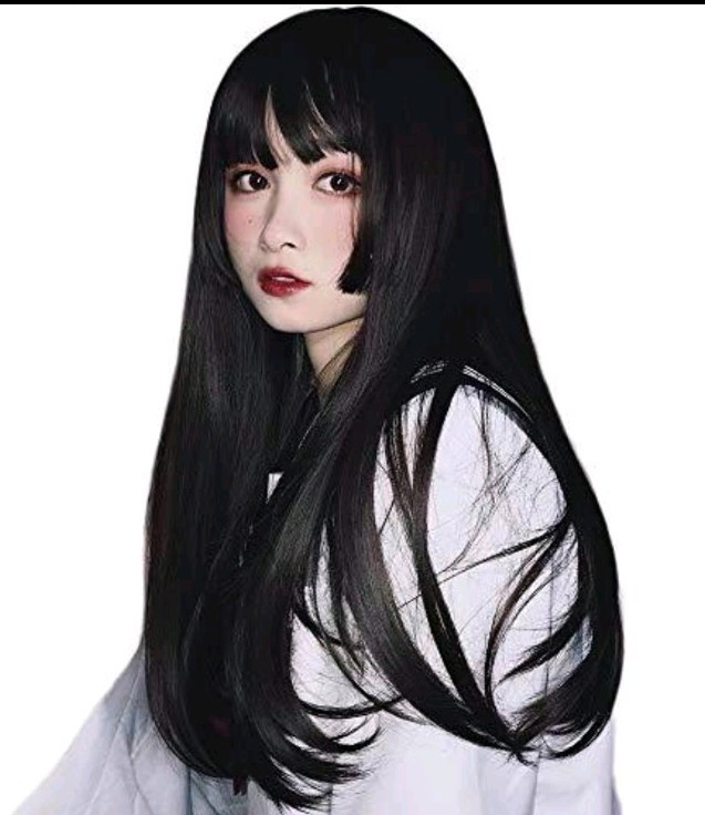 26in Black Long Wavy Wig with Bangs for Women Heat Resistant Synthetic Cosplay