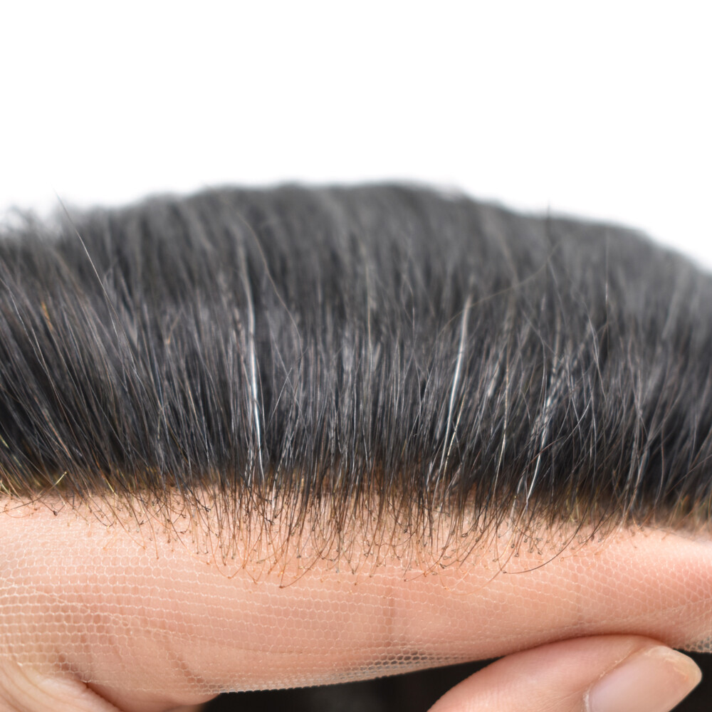 Mens Toupee French Lace Front Poly Pu Hairpiece Natural Hair Replacement Systems
