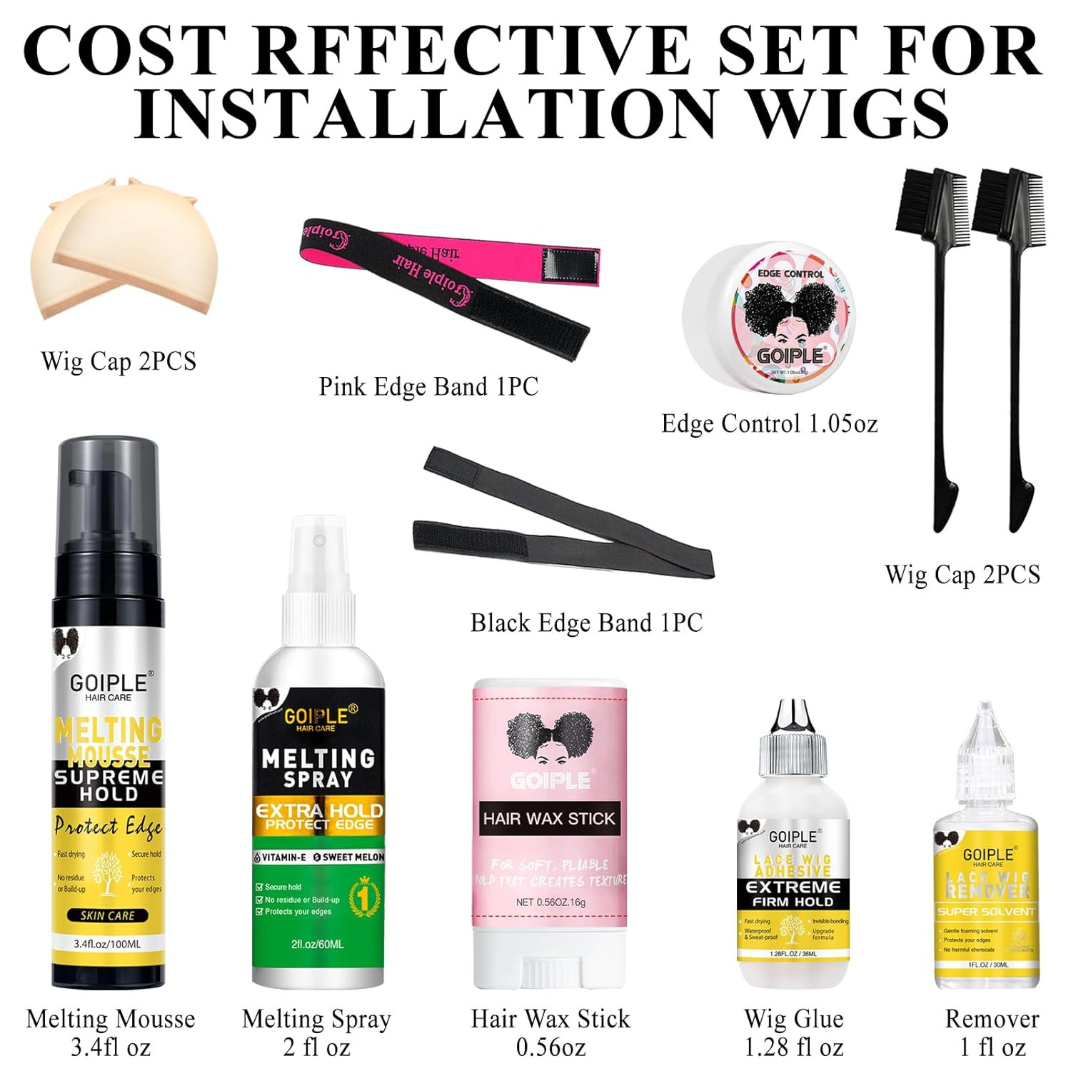 Lace Melting and Holding Mousse Glue-Less Hair Adhesive for Wigs, Wig Glue Lace