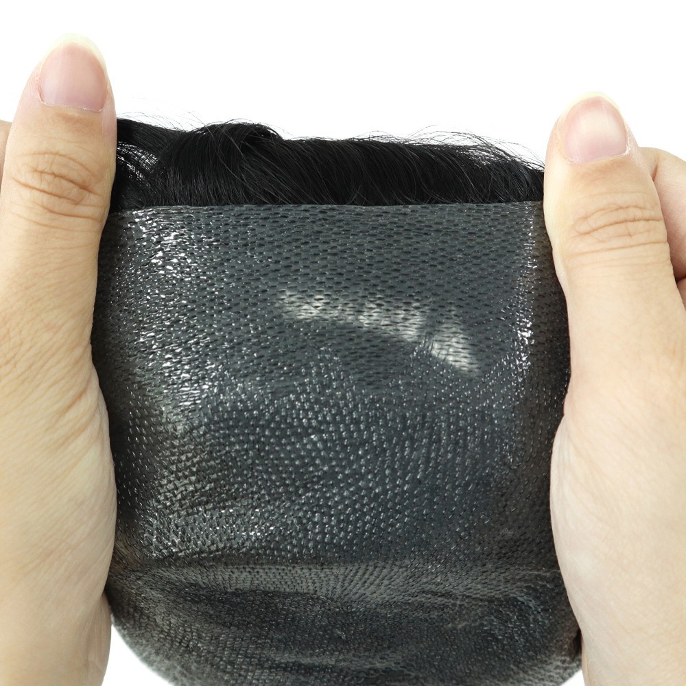 Mens Toupee Human Hair Replacement System Ultra Thin Skin 90% Denisty Hairpieces
