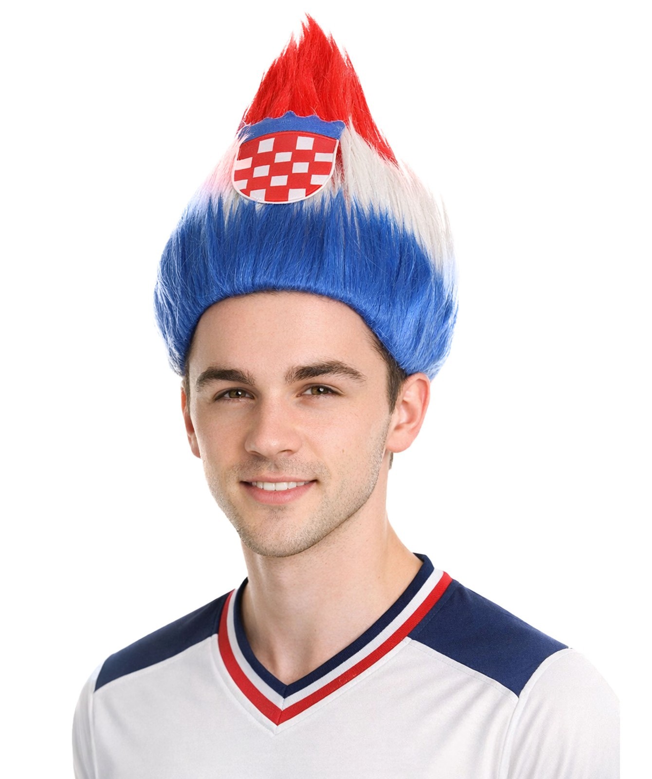 HPO Flagwigs Adult Unisex Serbia Flag Troll Wigs,Perfect for Cosplay HM-797A