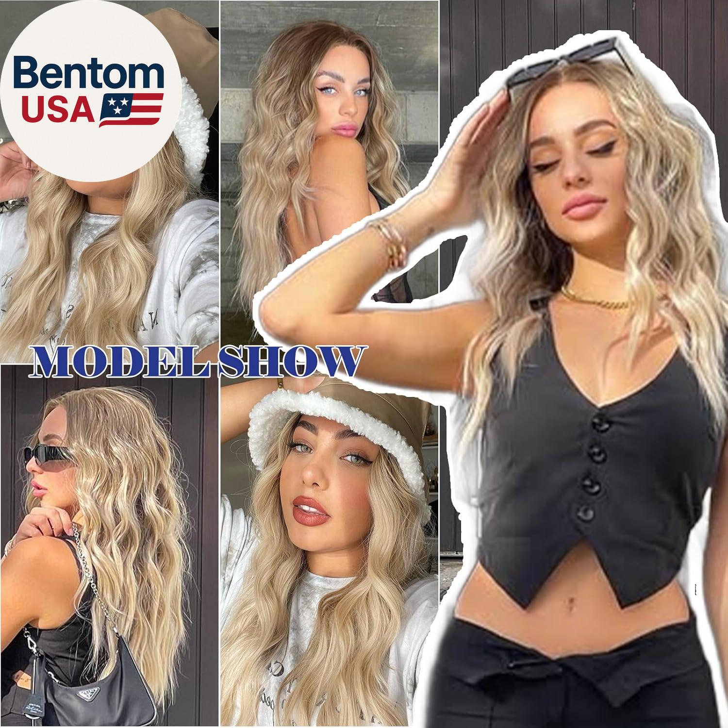 13X4 HD Synthetic Lace Front Wig, Ombre Blonde Glueless Curly Wig, Natural Densi