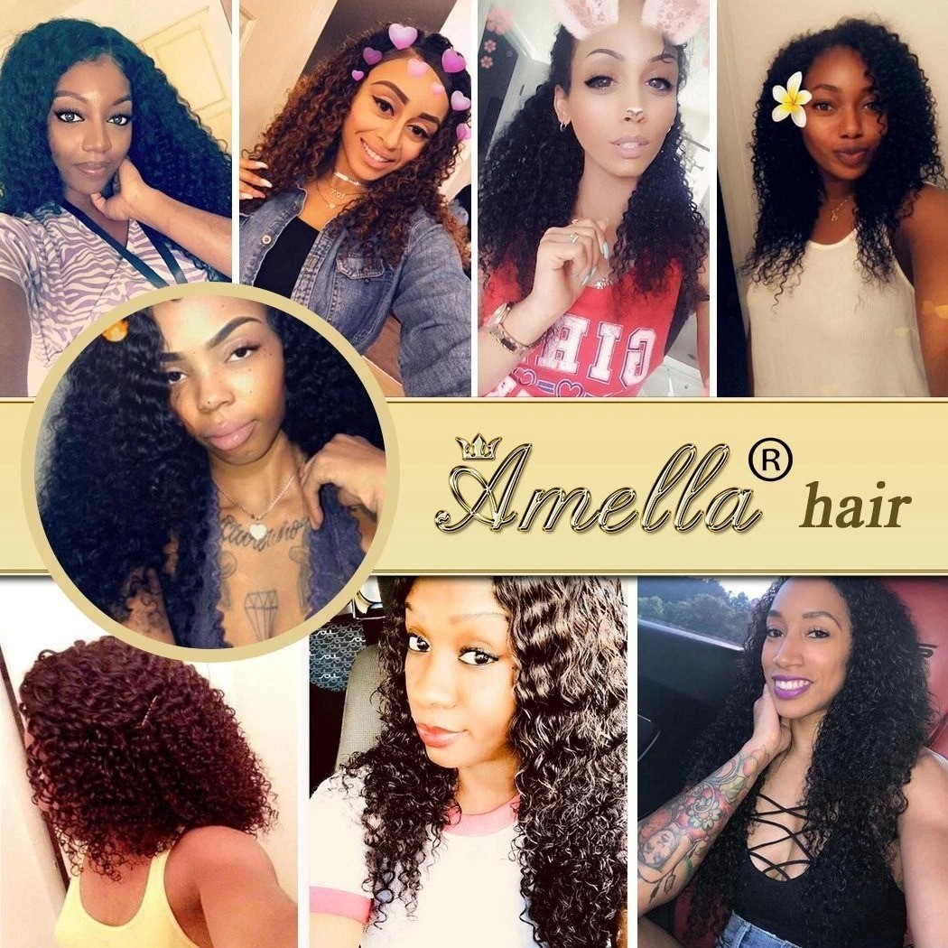 Hair 8A Brazilian Curly Virgin Kinky Human Hair Weave 3 Bundles 4 6 8 Inch, 2…