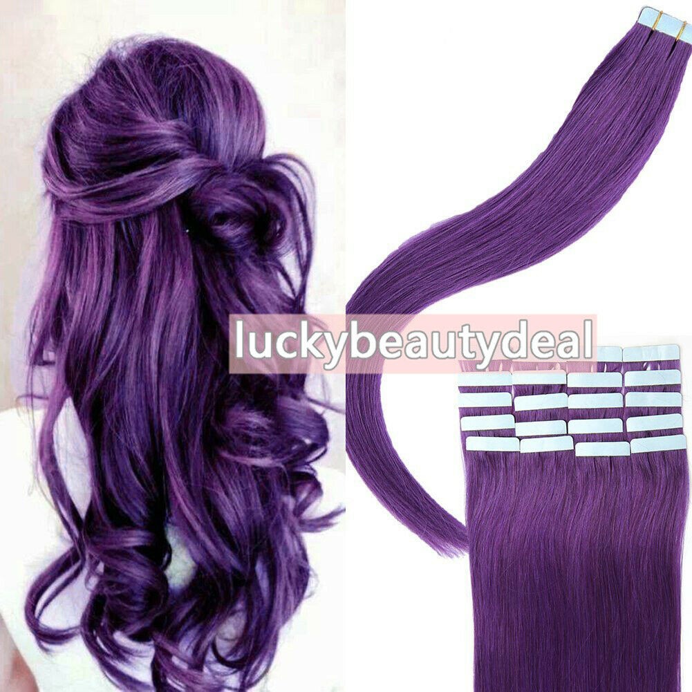 Tape in Real Human Hair Extensions Seamless Skin Weft Remy Russian Hair Straight