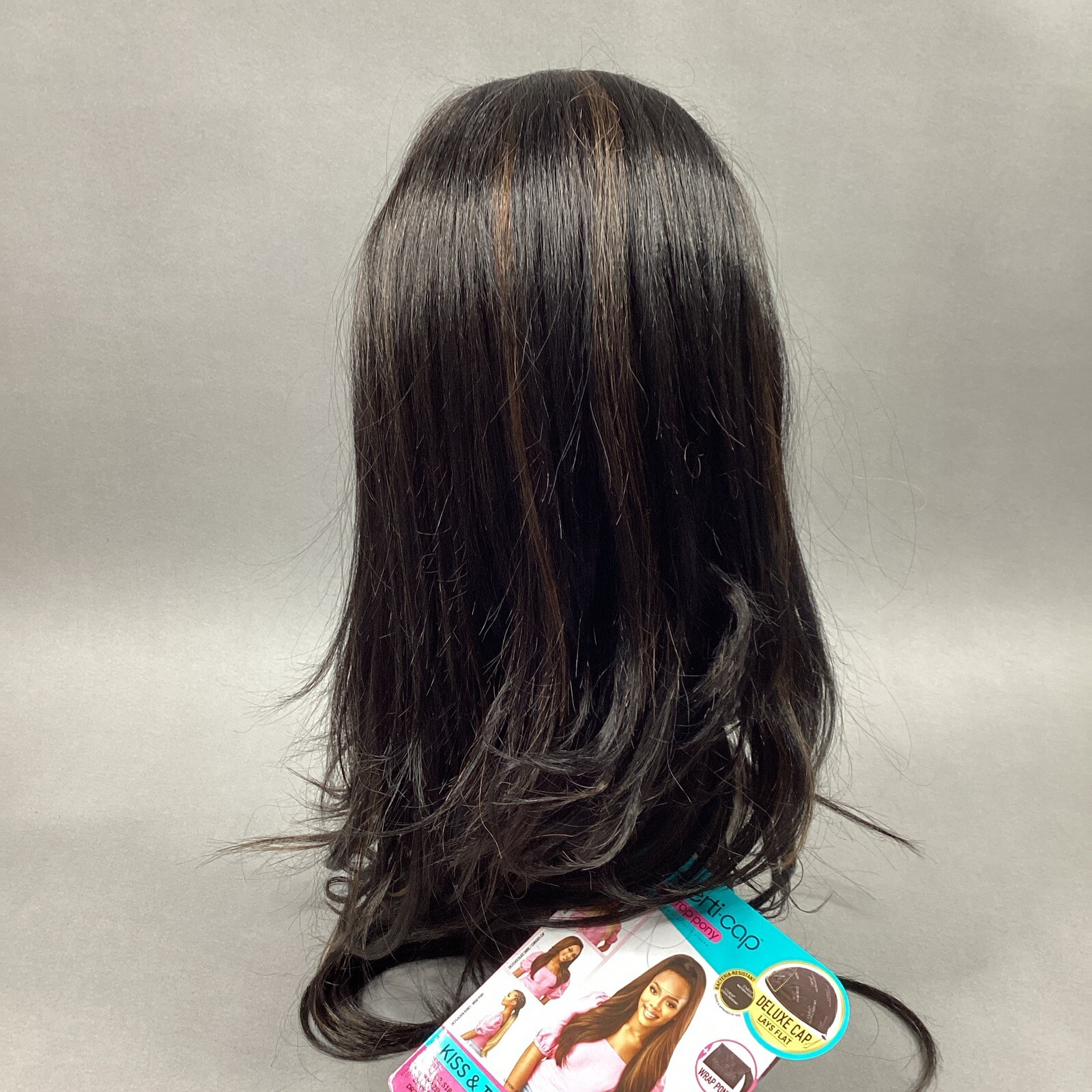 Converti-Cap + Wrap Pony Kiss & Tell #S1B/30 Black Brown Premium Synthetic Wig