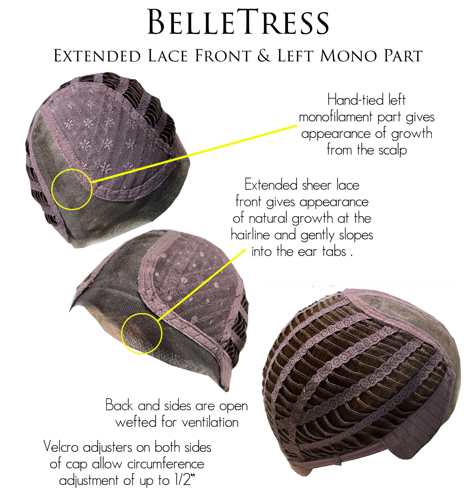 ALICANTE Wig by BELLETRESS, Dark Brown + HL, *CLEARANCE!* Mono Part + Lace Front