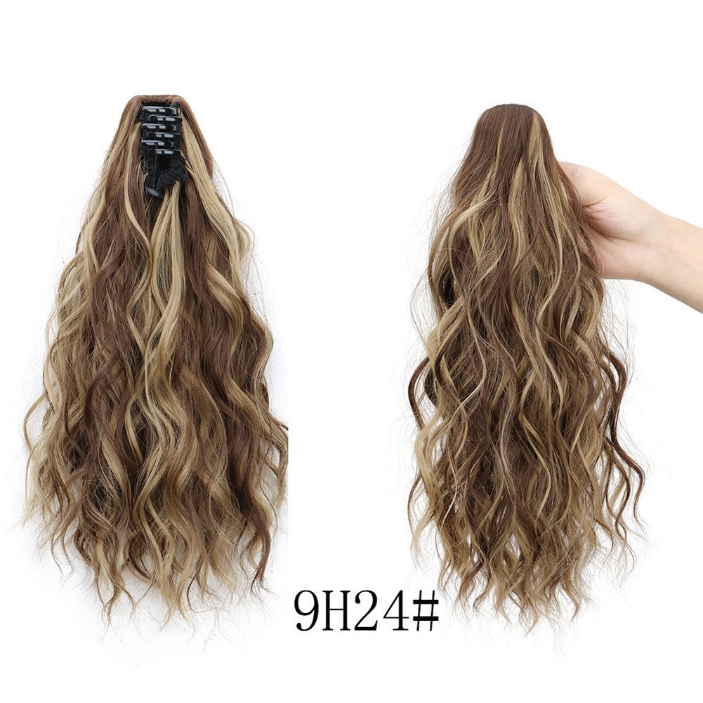 Curly Hair Water Wave Ponytail Clip Heat Resistant Synthetic Hair 35cm