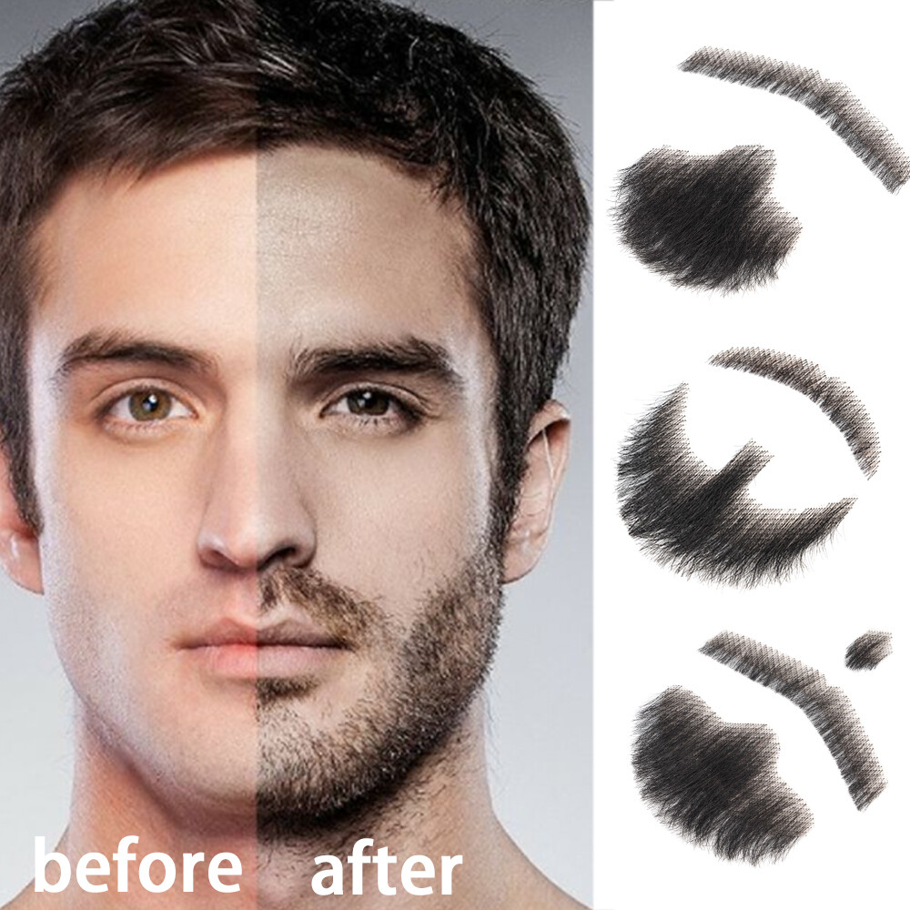Fake Beard 100% Human Hair Face Beard Mustache for Men Real Hair Beard Reusable