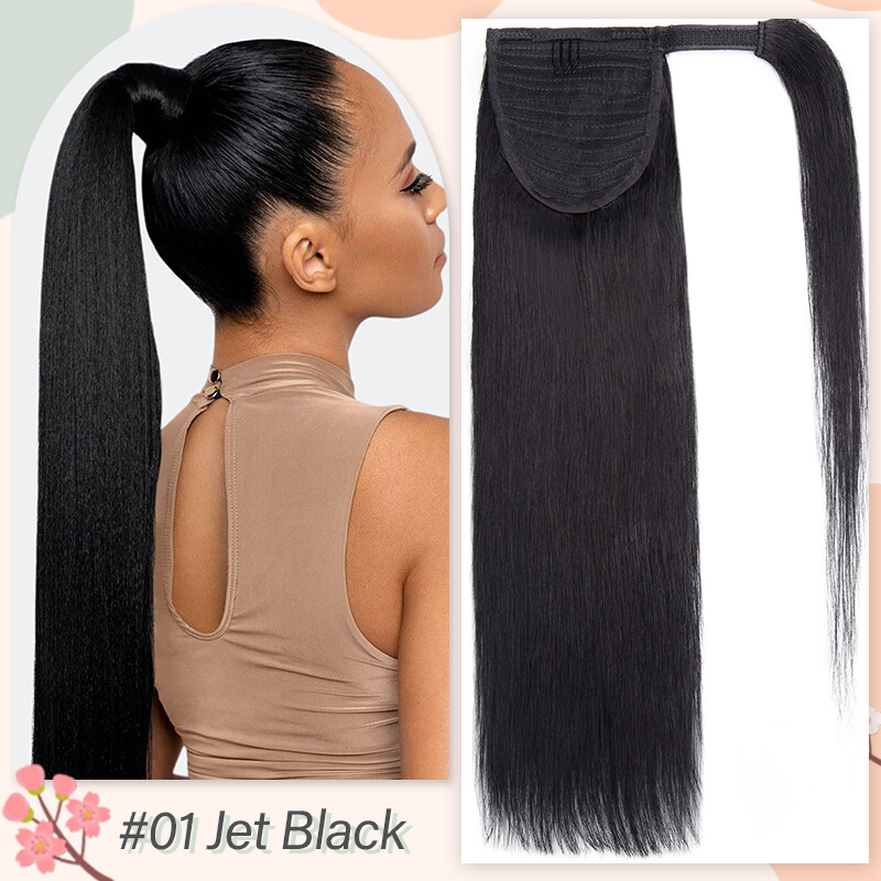 Ponytail Extensions Claw On/Clip In 100% Real Remy Human Straight Long Hair 22IN