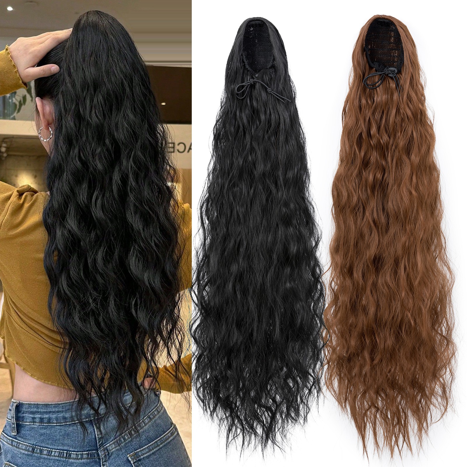 Corn Wavy Ponytail Extension Claw Clip 32 Inch Corn Wave Pony Tail Synthetic USA