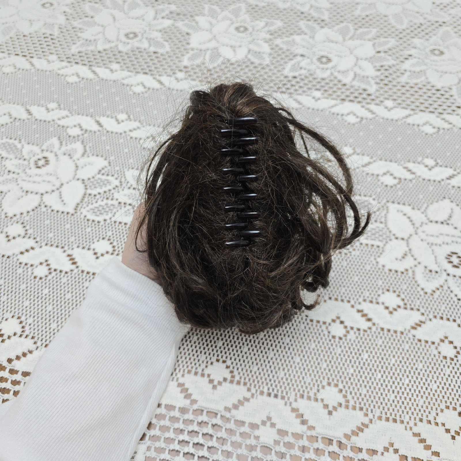 Japanese Synthetic Hair Claw Clip Short Messy Ponytail Dark Brown Hairpiece