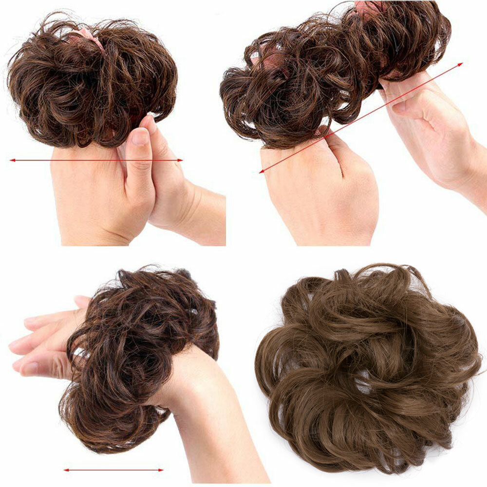 Extra Thick Bun Messy Scrunchie Extensions Real Natural as Human Hair Piece US D
