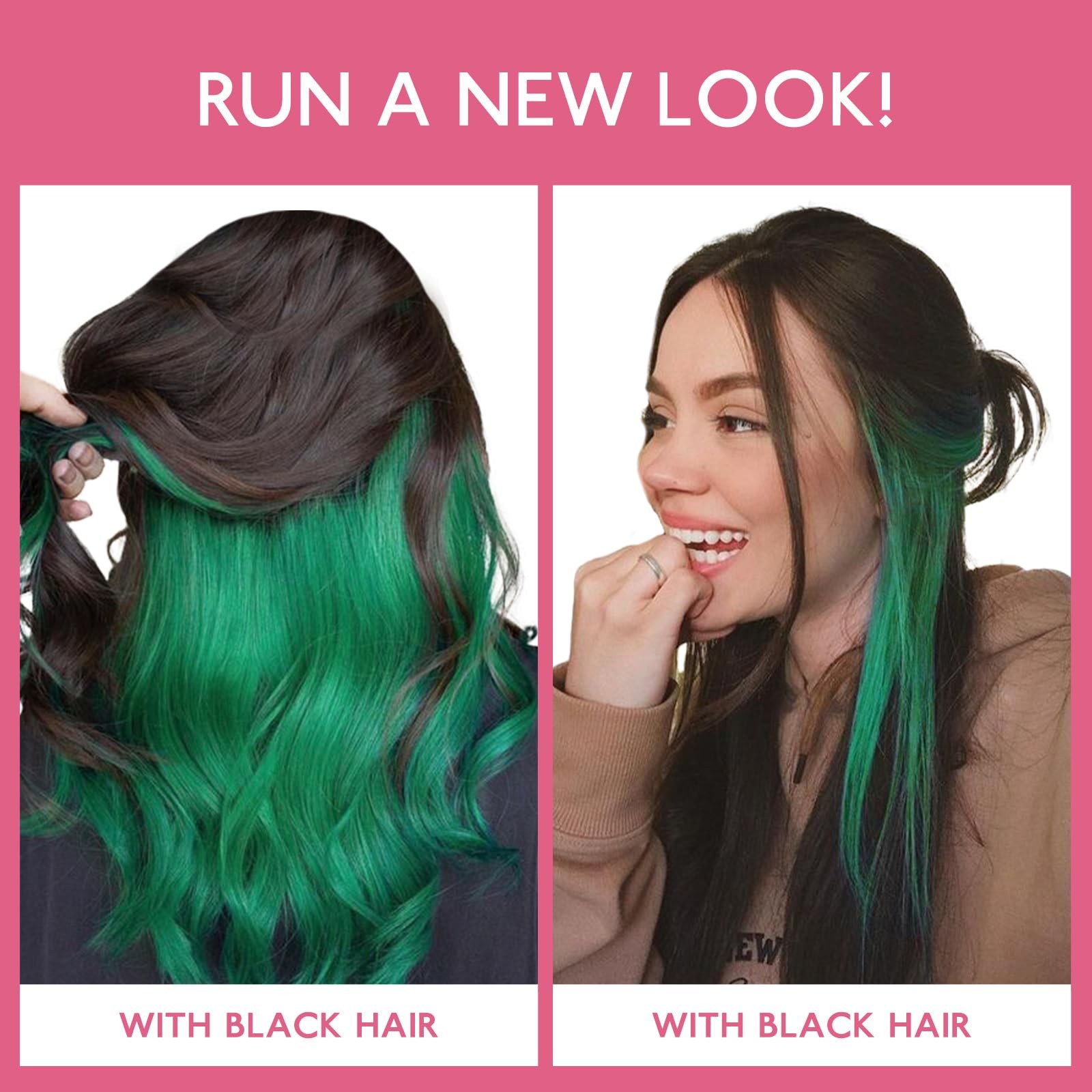 Green Clip in Hair Extensions Real Human Hair 35g 6pcs 20 Inch Colored Hair E…