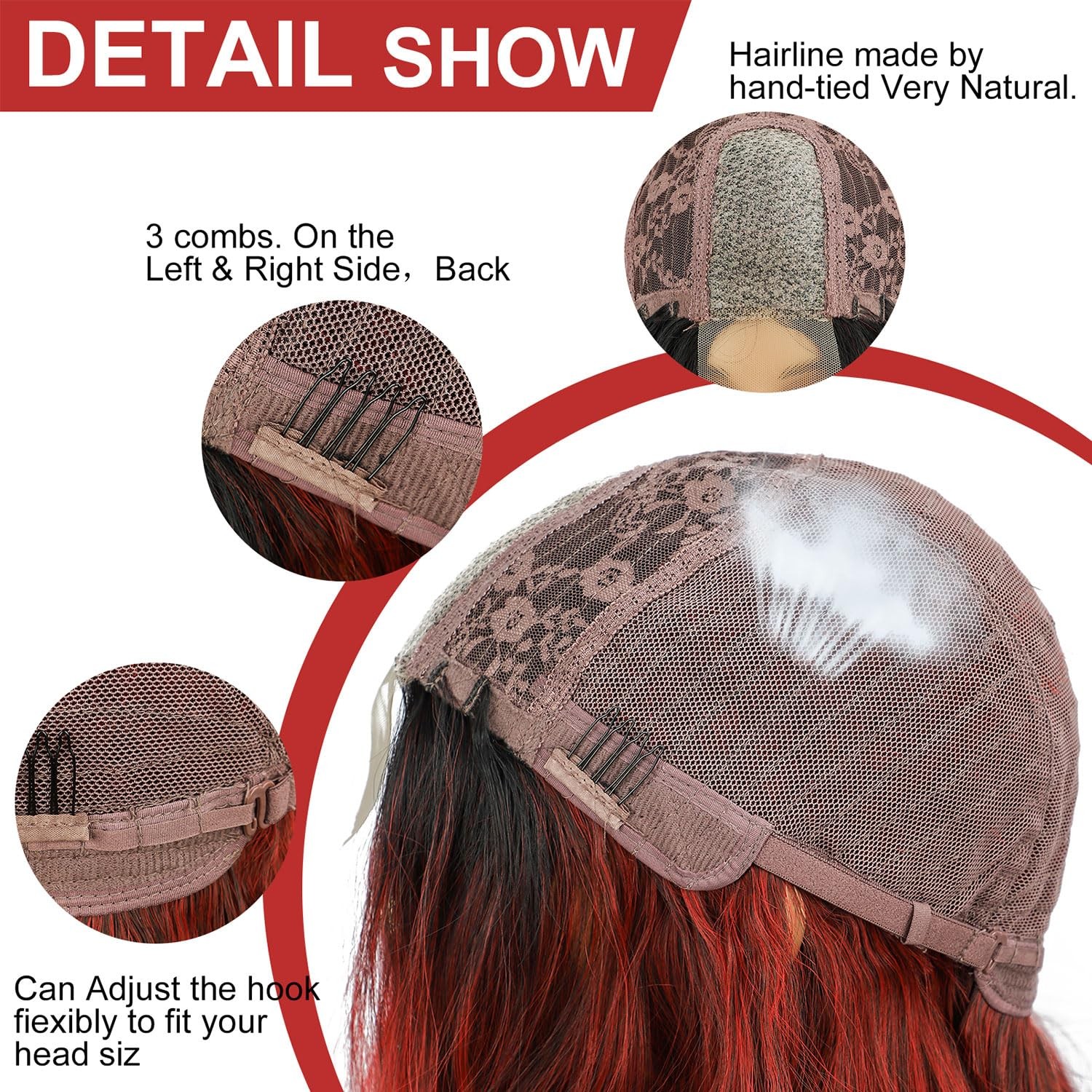 Red Wavy Wig 26 Inch Long Red Ombre Wigs for Women Ombre Red Middle Part Wig …