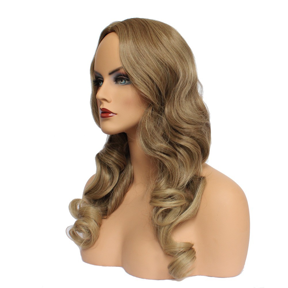 Classic Cap women Synthetic curly wavy Long Brown wig HengFeng LHL15
