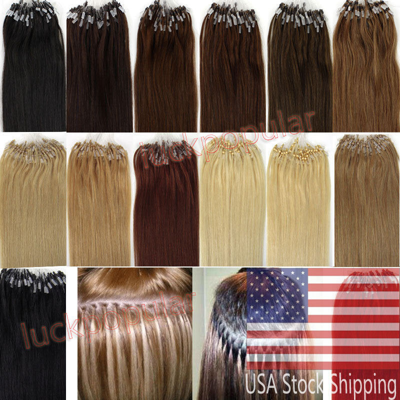 Micro Link Hair Extensions Micro Ring Beads Loop Tip Real Human Hair Highlighted