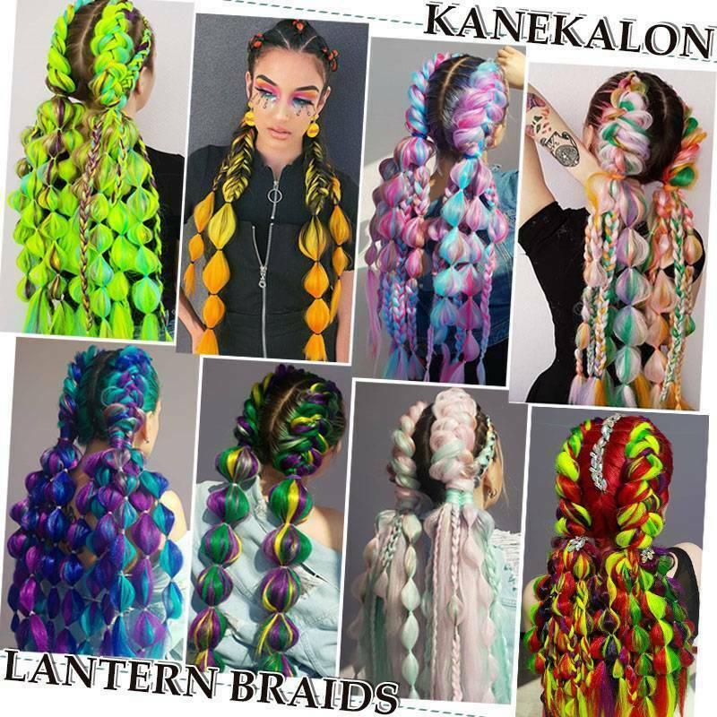 Braiding Rainbow Braids Hair Extensions Synthetic Stage Party Cosplay Ombre 24″