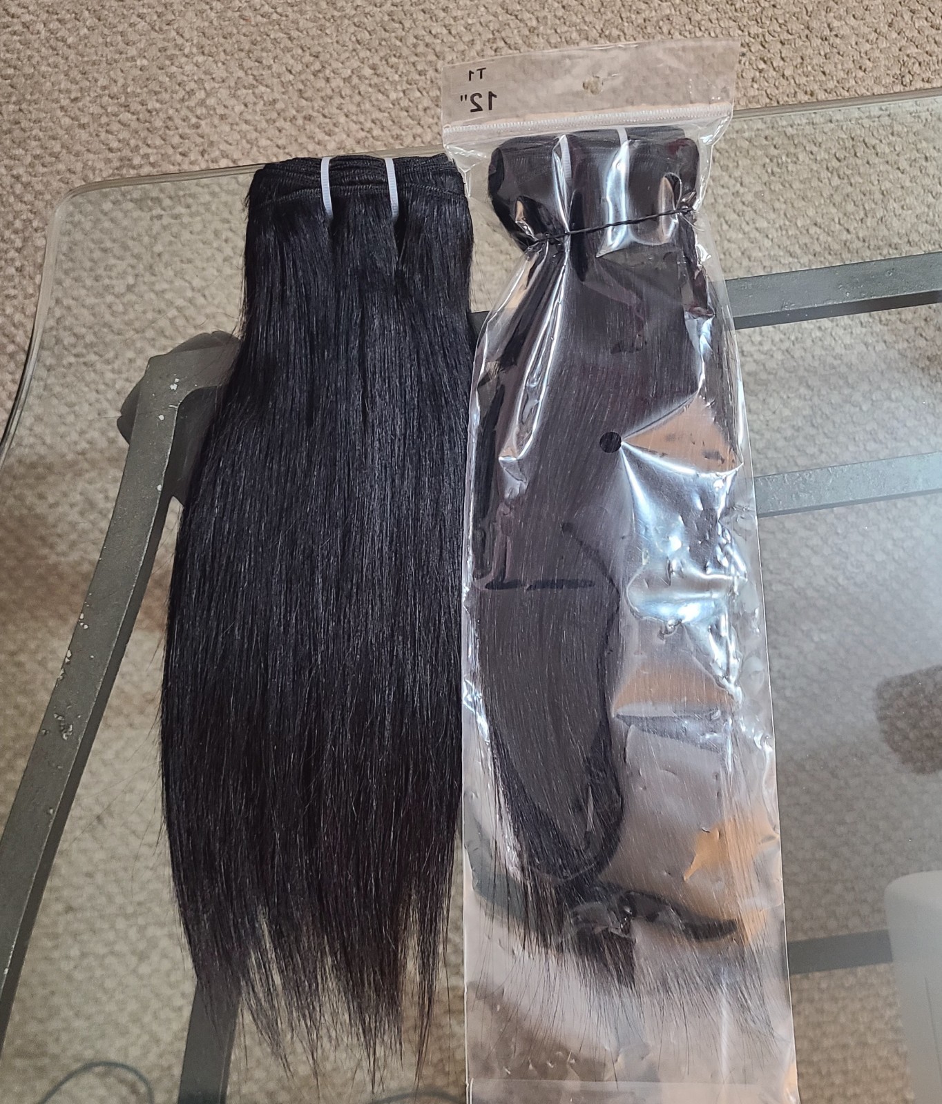 100% Human Hair Bundles Straight 1-pack 100 Grams 12 Inch,black Color.