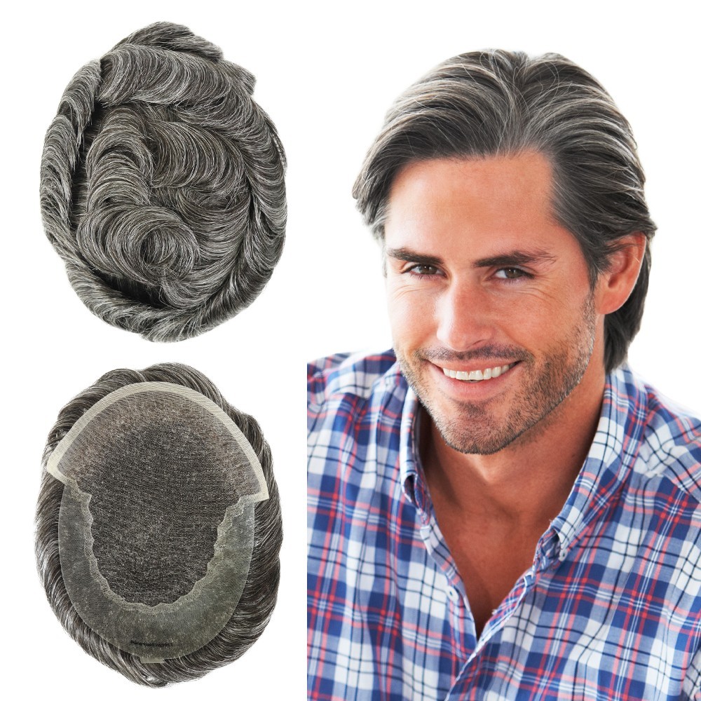 Toupee For Men Human HairAll Lace Replecement System Super Thin Skin Hairpiece