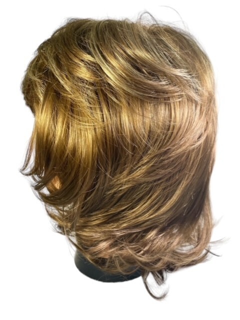 The European Collection Wig Light Brown Layered Synthetic Fibers Average Cap NEW