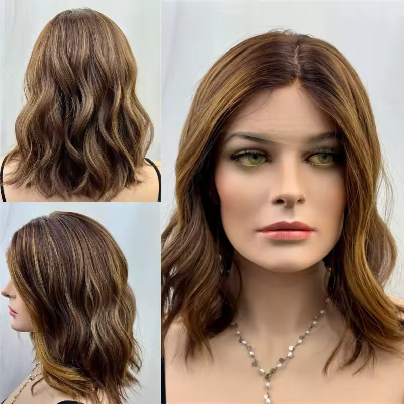 Ombre Honey Brown Blonde Highlight Balayage Lace Front 100% Human Hair Wigs 13×4