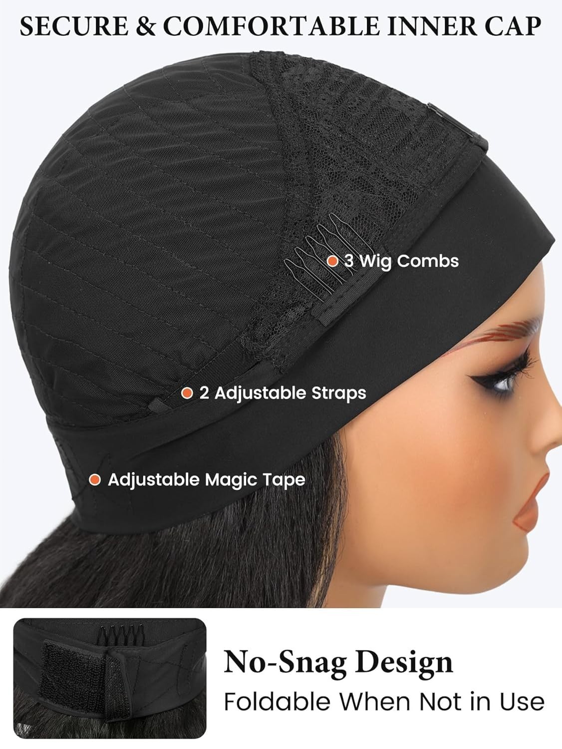 Yaki Wavy Headband Wig for Black Women Layered Filp 26in (Flower Headband) #1B