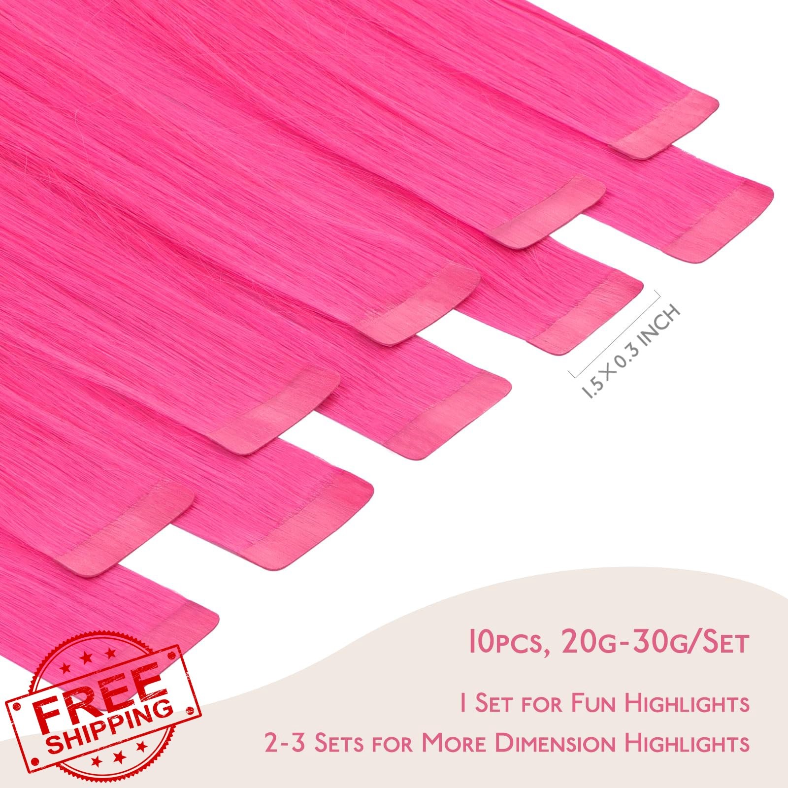 Wennalife Hot Pink tape extensions 12″ 20g