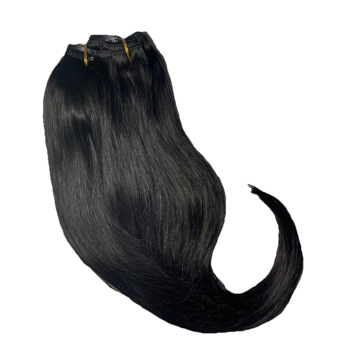 Sunya 18″ Double Weft Clip In Human Hair Extensions 1B Natural Black 8Pcs 120g