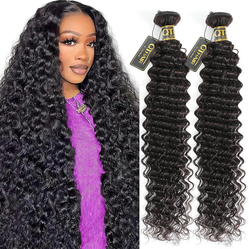 Qthair 18A Deep Wave Bundles Human Hair 14 14200G 100 Unprocessed Cambodian