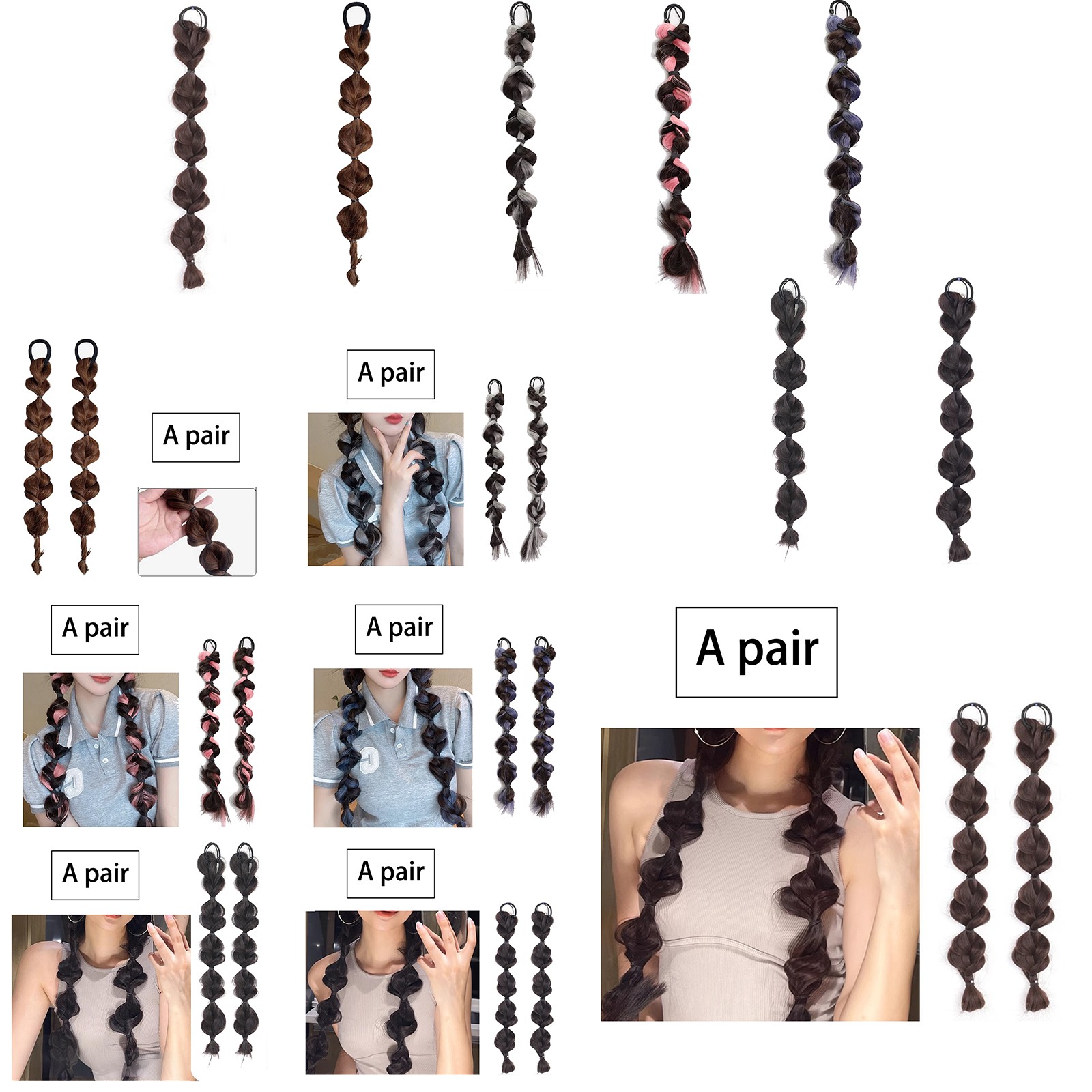 1Pair Women Girls Wig Braids Cute Synthetic Hair Band Wig Hip-hop Styling