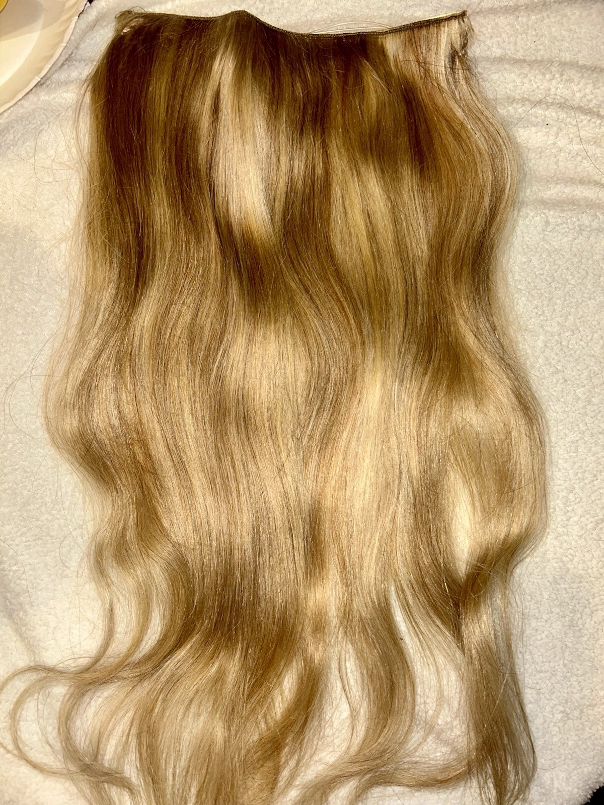 Blonde W Highlights Halo Hair Extensions daydream hidden crown 18” Color 60/8