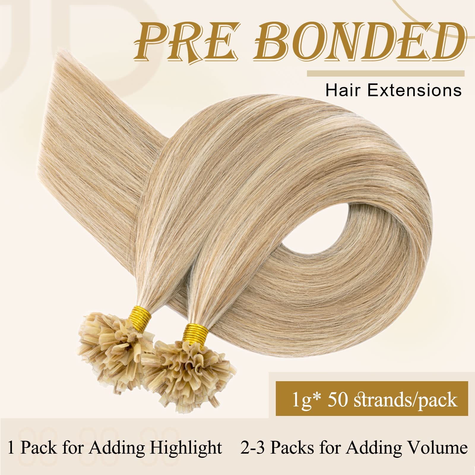 My-Lady K Tip Hair Extensions Real Human Hair Golden Blonde 14 Inch 50G
