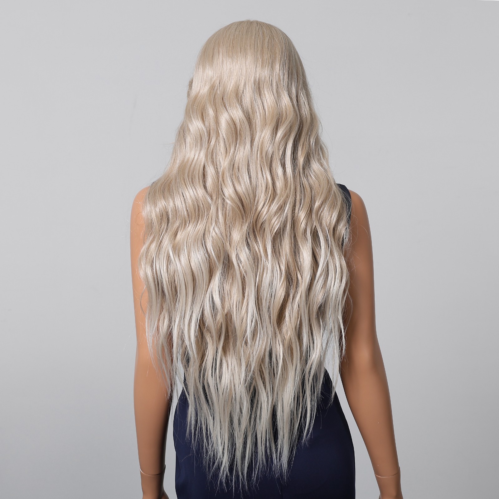 Synthetic Hair Heat Resistant Bleach Blonde Long Wavy HD Lace Front Wig Layered