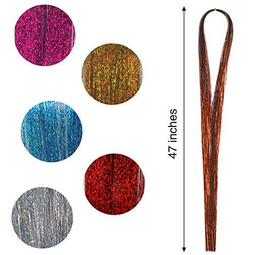 47 Inches Tinsel Hair Extension with Tool 12 Colors 2400 Multi 12 colors
