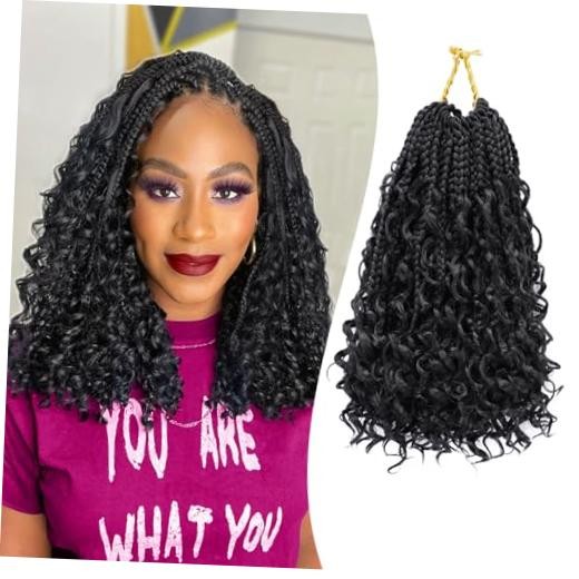 Goddess Box Braids Crochet Hair 10 Inch 8 Packs Pre 10 Inch(pack of 8) 1B