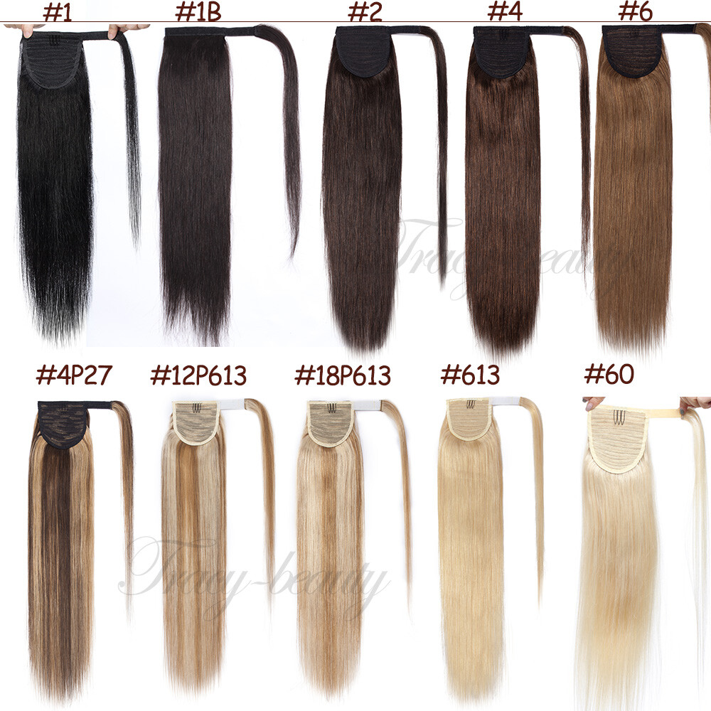 Ponytail Extensions Claw on Clip in 100% Real Remy Human Hair Warp Pony Tail