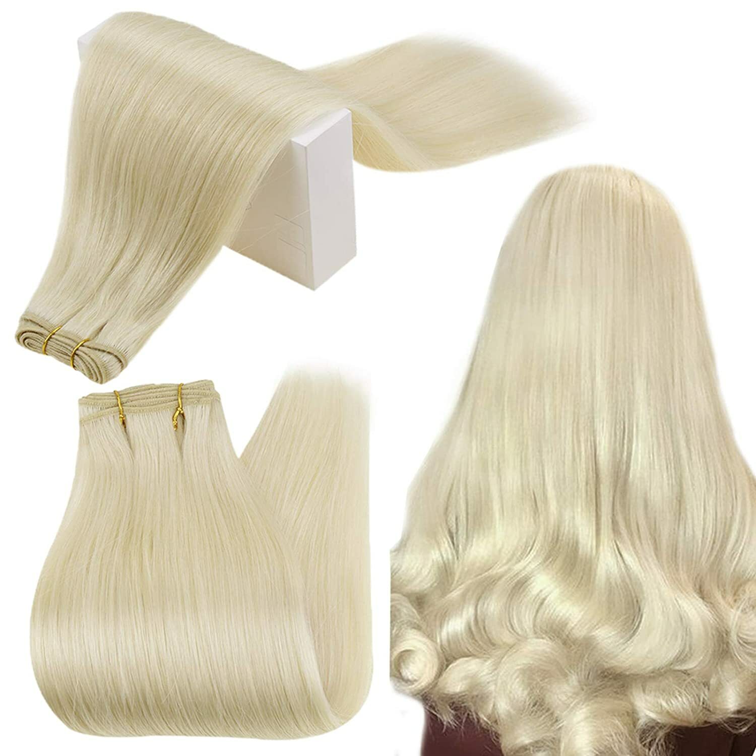 Double Weft Sew in Hair Extensions Real Remy Human Hair Weft For Full Head 100gr