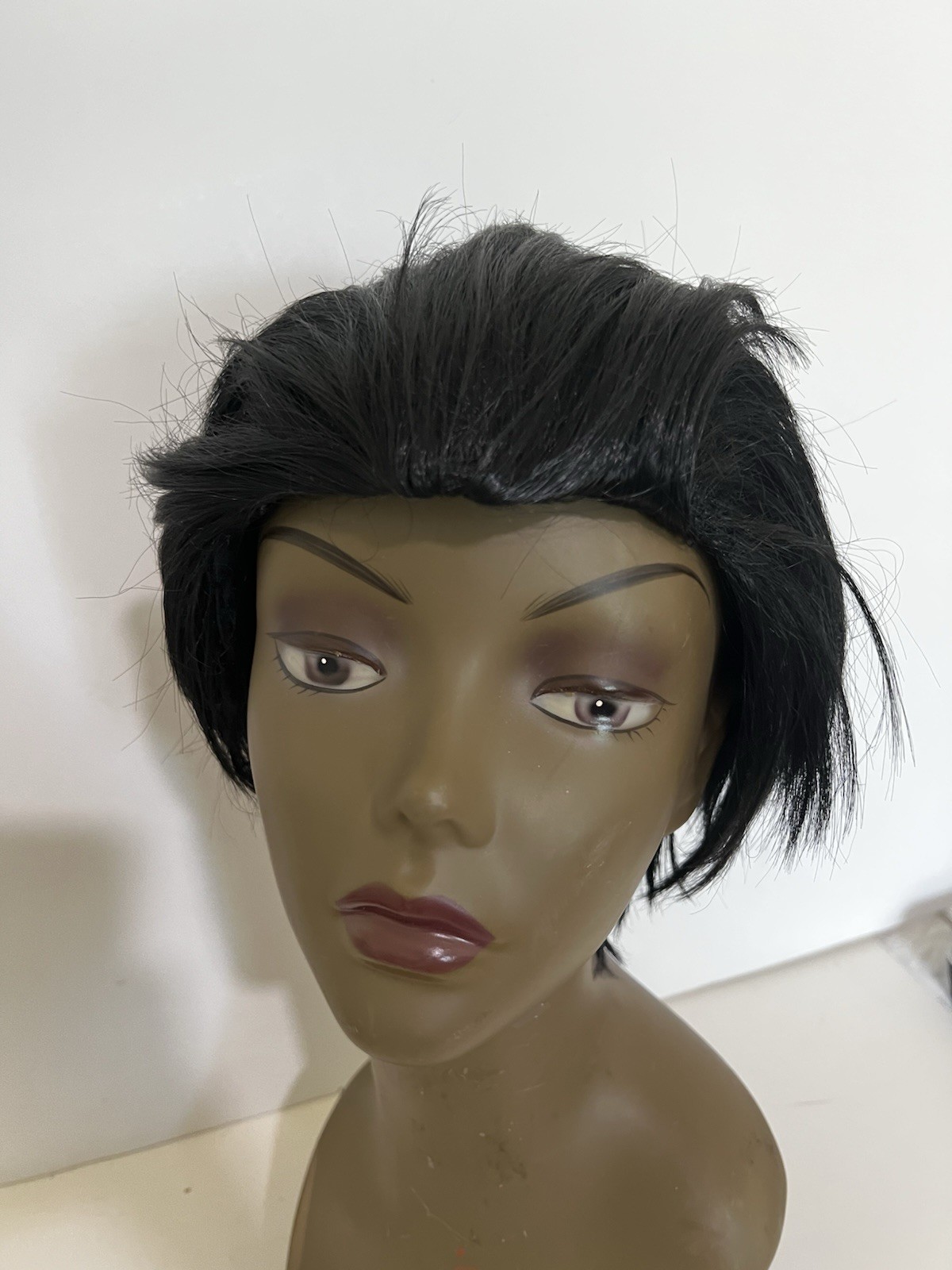 Short Straight Black Pixie Wig Soft Classic Cap Full Synthetic Hair Halloween