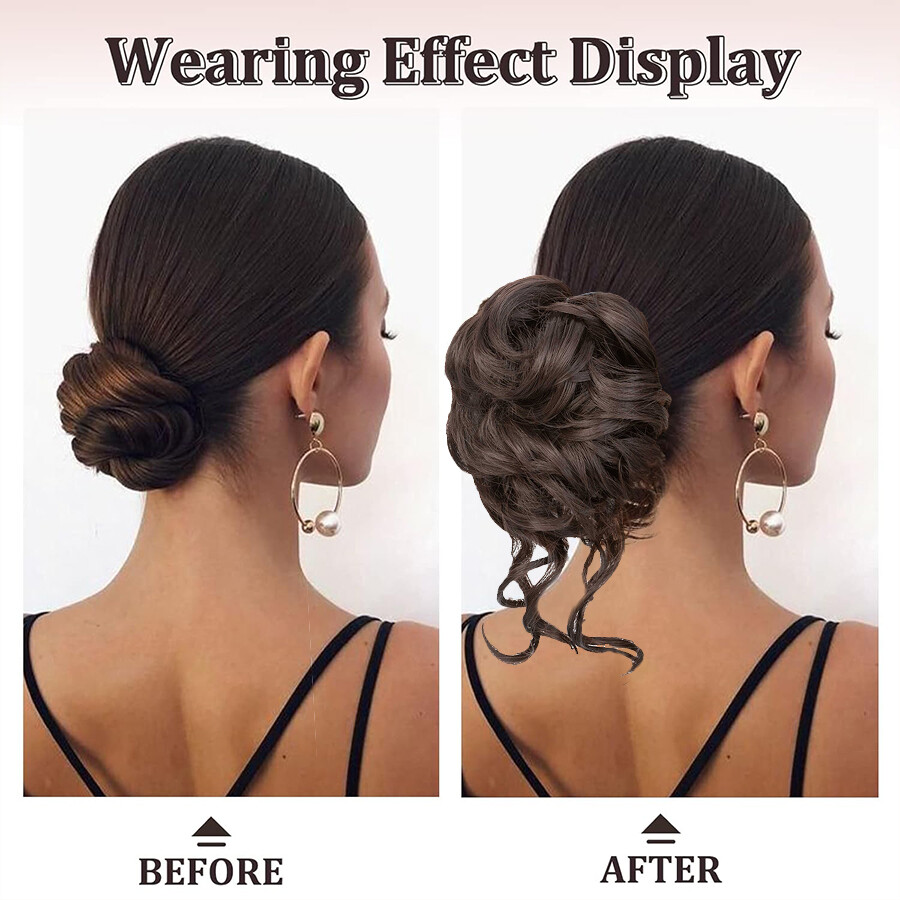 Messy Bun Ponytail Hair Extensions X-THICK Scrunchie Updo Claw Clip Chignon 65g